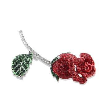 Nový Krásny Kvet Brošňa Drahokamu Rose Red Flower Brošňa Pre Ženy Zlato Bijoux Femme Kanál Brosch Broche Hidžáb Kolíky
