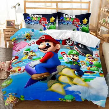 Nový Mario Cartoon Perinu Nastaviť 3D Vytlačené Dekbedovertrek Patrí 1 Perinu 2 obliečky na Vankúše Mikrovlákna posteľná bielizeň Nastaviť