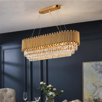 Nový moderný svetlo luxusné obdĺžnikové luster k9 krištáľové lampy domova jedáleň lampy zlato dekoratívne svetlo