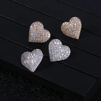 Nový Návrhár Luxusných Srdce Tvaru Geometrie Kubických Zironium Zapojenie Dubaj Naija Svadobné Náušnice Šperky Závislosť E9117