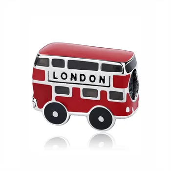Nový, Originálny 925 Sterling Silver Korálky Červená London Bus Kúzlo Fit Pandora Náramky Ženy DIY Šperky Dropshipping