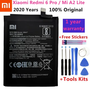 Nový, Originálny Reálne 4000mAh BN47 Batérie s lepiť nálepky Pre Xiao Redmi 6 Pro 6Pro / Pre Xiao Mi A2 Lite Batérie +Nástroje