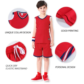 Nový Príchod Deti DIY Jersey Basketbal Chlapci Tričko Basketbalové Dresy Návrat Školenia Basketbal Jersey Nastaviť Priedušné Oblečenie