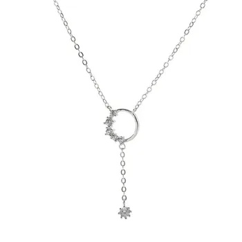 Nový Príchod Kolo Jednoduché 925 Sterling Silver Šperky Osobnosti Geometrické Crystal Populárne Clavicle Reťazca Náhrdelníky N120