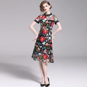 Nový Príchod Leta Ženy Značky autoportrét Dizajnér Oka Šaty Kvetinové Výšivky Patchwork Duté Z Slim Šaty Vestidos