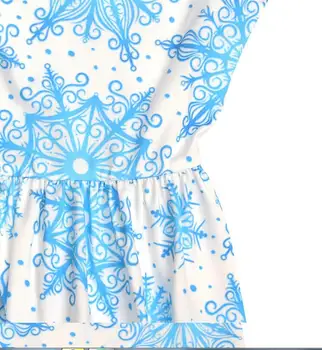Nový Príchod Modrej Snowflake Tlačené Šaty Žien Vianočné O Krk Dĺžka Podlahy Dlhý Rukáv Biele Módy Maxi Šaty Vestidos