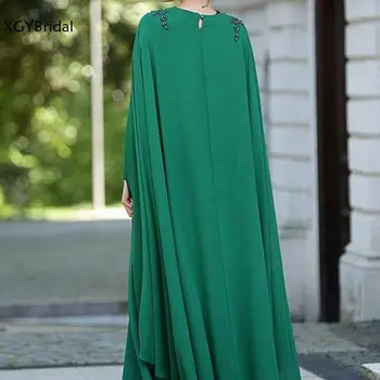 Nový Príchod Moslimských Večerné Šaty Dlhé Čipky Appliques Chiffion Dubaj Islamskej Vestido De Noche Formálne Šaty 2021