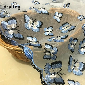 Nový Príchod Organza Vyšívané Čipky Elegantné Dekorácie 3D Butterfly Čipky Textílie Ručné DIY Ženy Šaty, Odev, Textílie, D617