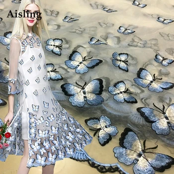 Nový Príchod Organza Vyšívané Čipky Elegantné Dekorácie 3D Butterfly Čipky Textílie Ručné DIY Ženy Šaty, Odev, Textílie, D617