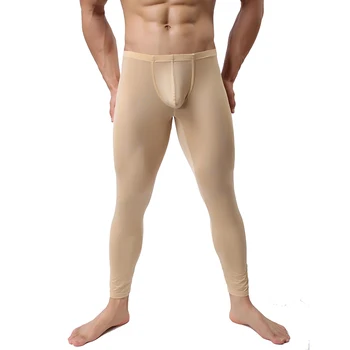 Nový Príchod Sexy Mužov Ultra-Tenké Hodvábne Long Johns Tepelnej Nohavice Pohode Legíny Bielizeň S M L XL