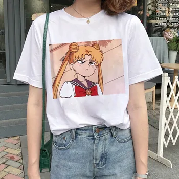 Nový Príchod Základné Sailor Moon Anime Tlač Žena Tričko Japonský Oblečenie Harajuku Kawaii Topy Letné T-shirt dámske Tričko