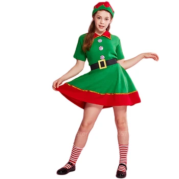 Nový Rok Grinch Šaty Elf Cosplay Kostýmy pre Deti, Dievčatá, Chlapcov Vianočný Večierok Vianoce, Santa Claus, Vianočné Výkon s Klobúk Dospelých