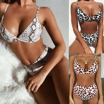 Nový Sexy Ženy, Leopard Tlač Push Up Bikín Polstrovaná Vysoký Pás Plavky Obväz Lady Plavky, plavky Drop shipping