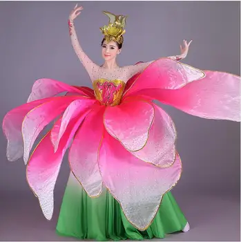 Nový Spoločenský tanec šaty Vysokej Kvality Kvety otvorenie tanec veľké šaty Moderného tanca výkon služby