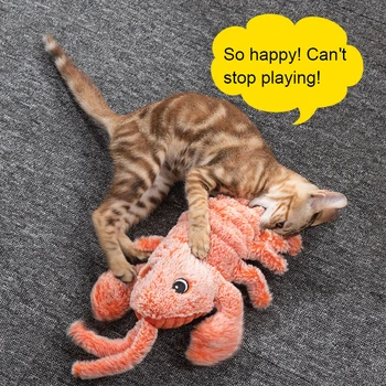Nový USB Nabíjací Elektrické Ryby Hračka Plnenie Simulácia Tanec Pohybujú Floppy Lobster Mačky, Hračky Zub Cleaner Plyšové Zvieratko Cat Hračka