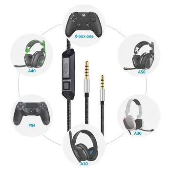 Nový Zvukový Kábel Headsetu Predlžovací Kábel Stlmenia Hlasitosti black Audio Kábel s Mikrofónom pre Astro A10/A40/A30/A50 Dropship