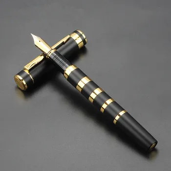 NOVÝ štýl HRDINA Plniace Pero luxusné Matte black 6 zlatý prsteň pero Rozšírené perá, kancelárske potreby