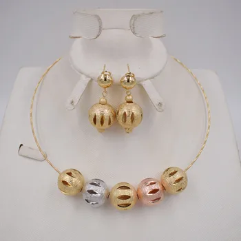 NOVÝ štýl Ltaly 750 Zlatá farba Šperky Set Pre Ženy, afriky korálky jewlery módny náhrdelník nastaviť náušnice šperky