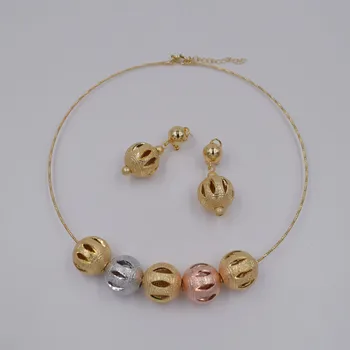 NOVÝ štýl Ltaly 750 Zlatá farba Šperky Set Pre Ženy, afriky korálky jewlery módny náhrdelník nastaviť náušnice šperky