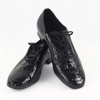 Nový Štýl Mužov Štandardné Tanečné Topánky 301C Čierna Farba, Hadí Vzor lakovanej Kože Mužov Sála Celý Jediným Moderné Tanečné topánky
