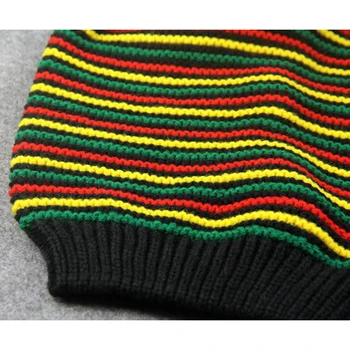 Nový Štýlový Reggae Bob Marley Klobúk Jamajský Pom Servítky Neforemné Čiapočku Prúžok Okraj Bavlna Zimné Teplejšie Clonu Stripe Cap 2020