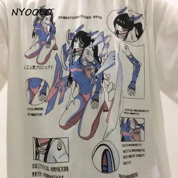 NYOOLO Harajuku štýl Dva rozmery Anime Rám Zbrane Dievča listov tlač krátke sleeve T-shirt ženy Lete O-neck tee tričko topy