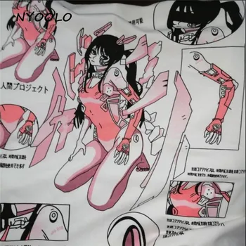 NYOOLO Harajuku štýl Dva rozmery Anime Rám Zbrane Dievča listov tlač krátke sleeve T-shirt ženy Lete O-neck tee tričko topy