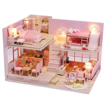 Nábytok Diy Doll House Drevené Miniatúrne Bábika Domy Nábytku Auta Puzzle Ručné Domček Pre Bábiky Plavidlá, Hračky Pre Deti, Dievča Dary