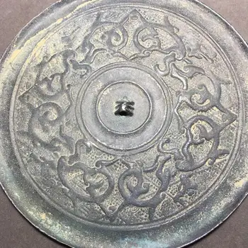 Nádherné antické bronzové zrkadlo (kruh, vzor) ornament