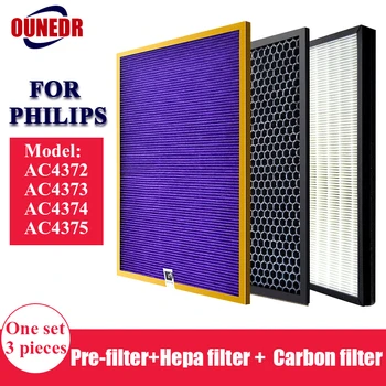 Náhradné 3ks AC4151/AC4153/AC4154 filter, sada pre Philips AC4372 C4373 C4374 C4375 čistička vzduchu časti HEPA uhlíkové Filtre