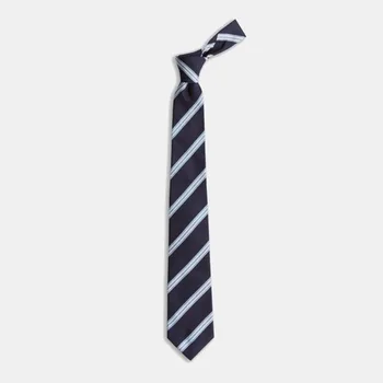 Námornícka modrá biele pruhované hodvábna kravata 67825670