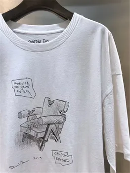 Náčrt Stoličky Tlač HOTOVÉ tričko Muži Ženy 1:1 vysokej kvality Nadrozmerné T-shirts Streetwear HOTOVÉ Top Tees