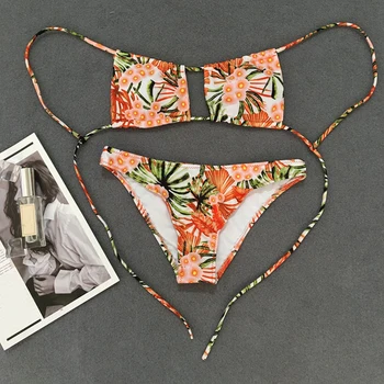 Nízky pás dámy' šatka plavky prehrabať bikini pláž nosiť ženy remeň plávanie oblek string bikiny vytlačené plavky pre ženy