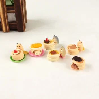 O 1,5-2,5 cm 6pcs/set Škrečkov Myši Eatting Dezerty Hamburger Potraviny Mini Dekorácie Obrázok Hračky Bábiky