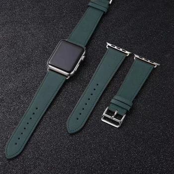 O polnoci Zelená Koža slučky Pásmo pre Apple hodinky Série 4 5 44 mm 40 mm Jedného Tour Watchband pre iWatch 42mm 38mm Pás Náramok