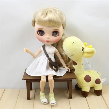 Oblečenie pre Blyth bábika Biele šaty s Teddy taška roztomilý obväz na ľadovej dbs 1/6 bjd