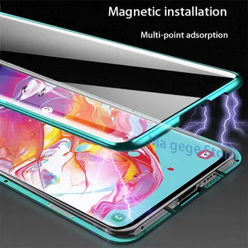 Obojstranný Skla Magnetický Kovový Obal Pre Samsung Galaxy S8 S9 S10 Plus S20 Ultra Poznámka 9 10 20 A50 A70 71 A51 A71 A91 M31 Prípade