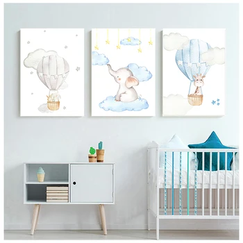 Obrazov na stenu pre dievčatá, baby boy dekorácie spálňa plagát zviera Slon škôlky print art decor obrazy na plátne obývacie