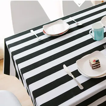 Obrus Klasickej Čiernej a bielej pruhované reštaurácii svadobné domáce dekorácie Piknik mat na stole kolo pre priateľa darček