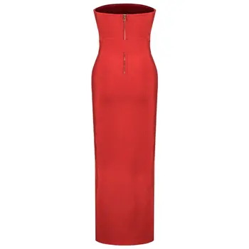 Obväz Šaty Svadobné Hostiny Dlhé Červené Šaty Bez Ramienok Sexy Ženy, Oblečenie