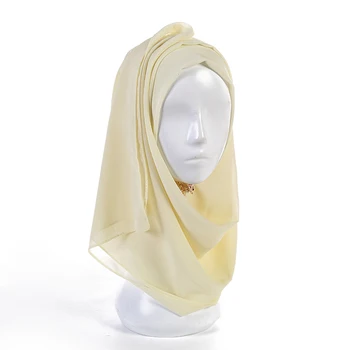 Obyčajný bublina šifón šatku hidžáb ženy zábal printe farbou šály, čelenky moslimských hijabs šatky/šatku 55 farby