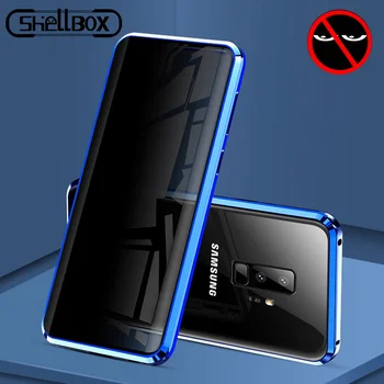 Ochrana Osobných Údajov Kovové Magnetické Tvrdeného Skla Telefón Puzdro Pre Samsung Galaxy S20 S9 S10 Plus Poznámka 8 9 10 Magnet Anti-Spy Ochranný Kryt
