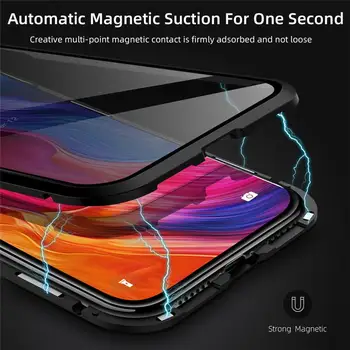 Ochrana osobných údajov Magnetické Telefón puzdro Pre iPhone 11 Pro Max Xs XR X 6 6 7 8 Plus Kovové Nárazníka Dvojité Bočné Tvrdeného Skla Kryt