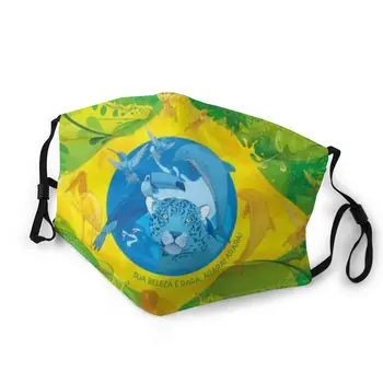 Ochranná maska s filtrom Brazília Vlajky proti prachu PM2.5 opätovne dospelých dospievajúce dieťa dievča
