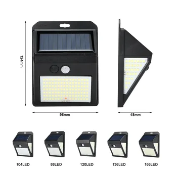 Oddelené 136 166 LED Solárne Svetlo Vonkajšie Solárne Lampy PIR Snímač Solárny Slnečnému žiareniu Street Light pre Záhradné Dekorácie