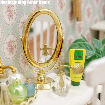 Odoria 1:12 Miniatúr Zrkadlo Zlaté domček pre bábiky s Nábytkom Príslušenstvo Pre Re-správa make-up, Kozmetické