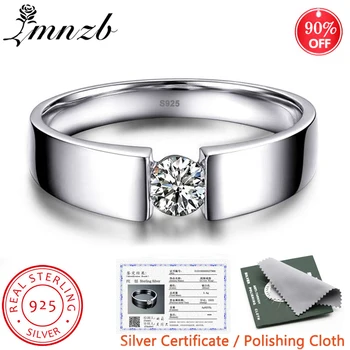 Odoslané Strieborný Certifikát! Skutočný Originál 925 Silver Mužov Krúžok Jemné Šperky Vložkou 6 mm Diamond Značky Zapojenie snubný Prsteň Pre Mužov