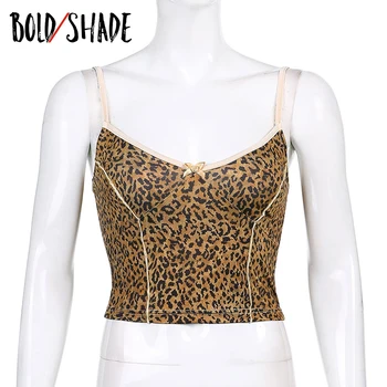 Odvážne Odtieň E-dievča Indie Leopard Tlač Košieľka tvaru Čela Dopredu Ženy Korzet Topy Vintage Estetické Oblečenie Basic Tank Top 2020