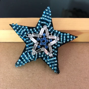 Odznak Nášivka Drahokamu Korálkové Nášivka 3D Star Škvrny Aplikáciu Na Odev Star Handwork Patch