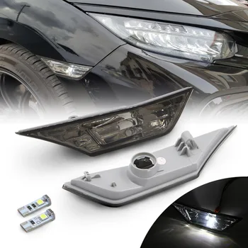 OEM Predné LED, Bočné Obrysové Svetlá Údené Objektív Pre 2016-2018 Honda Civic coupe hatchback S 2 ks T10 Žiarovky OEM#H02551127N